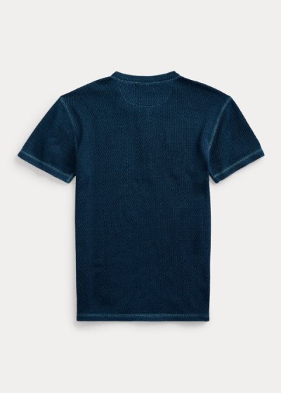 Henley Ralph Lauren Hombre Azules Azules - Waffle-Knit - JUTND9806